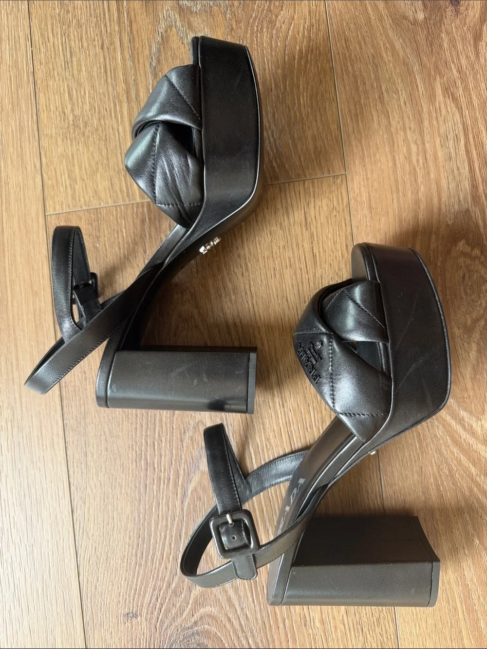 Prada Black Quilted Leather Platform Sandals